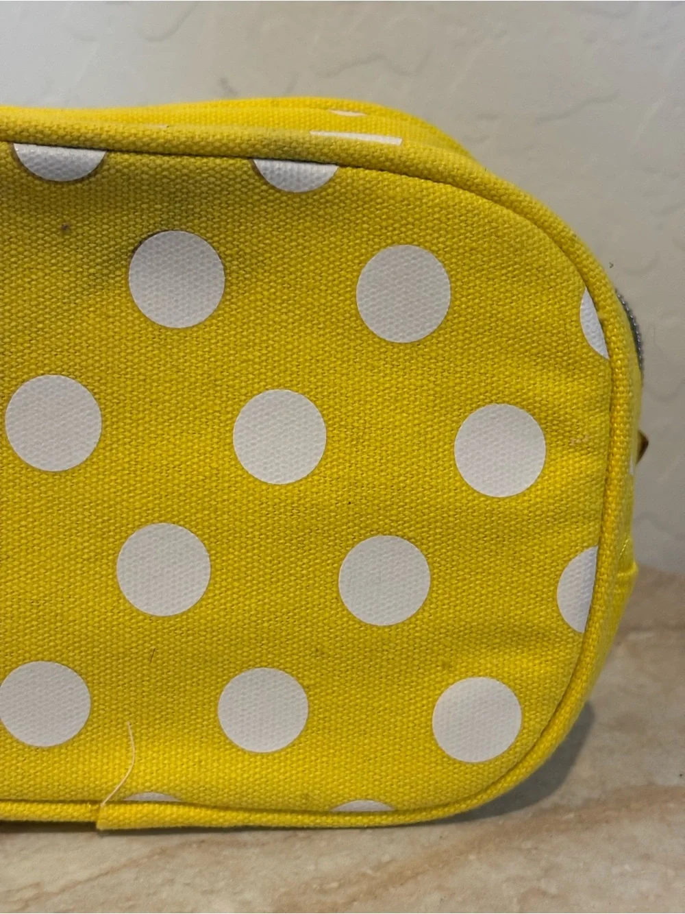 Marc Jacobs Honey Yellow and White Polka Dot Cosmetic Pouch